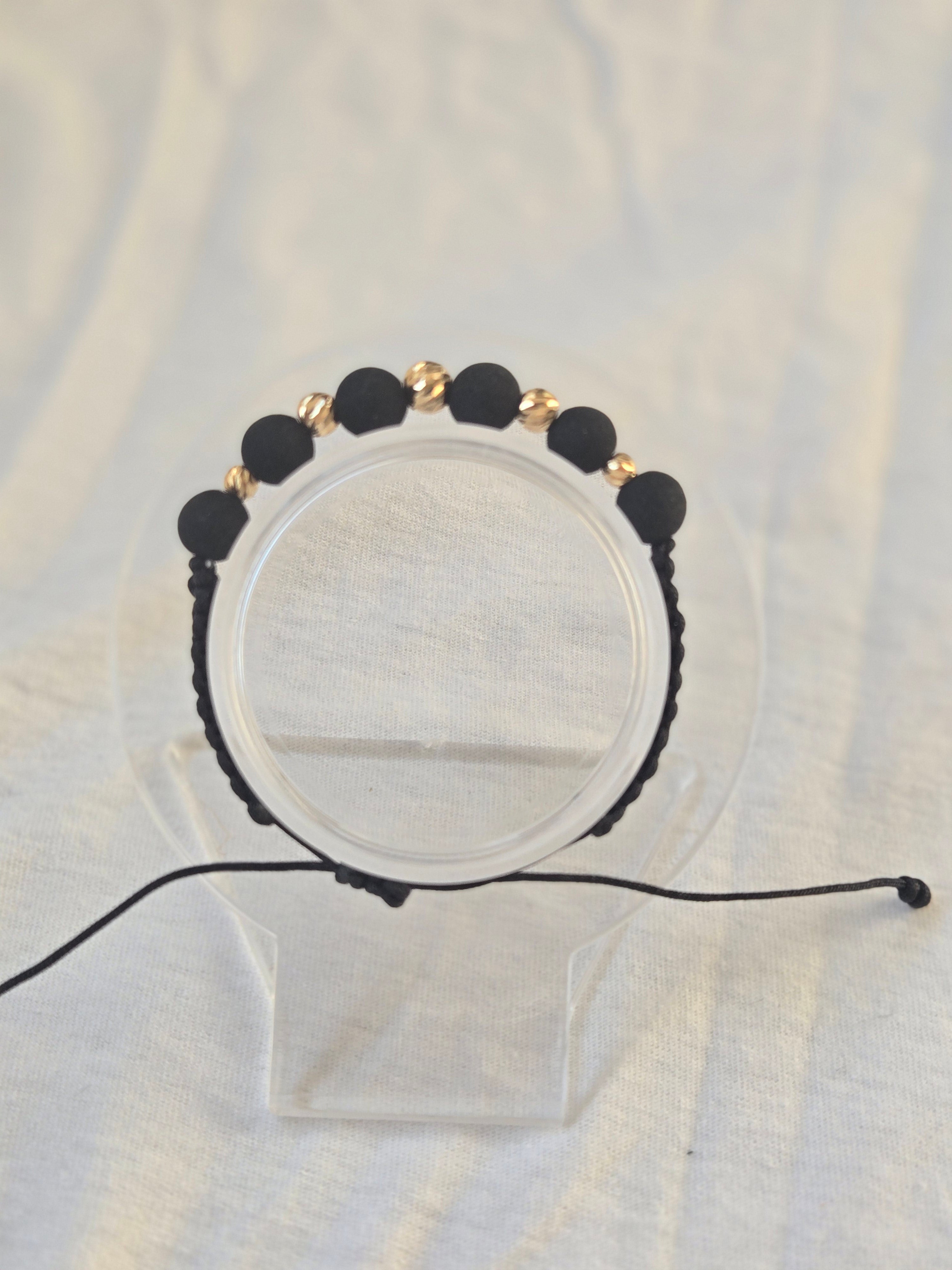 Pulsera Negra Oro 18k