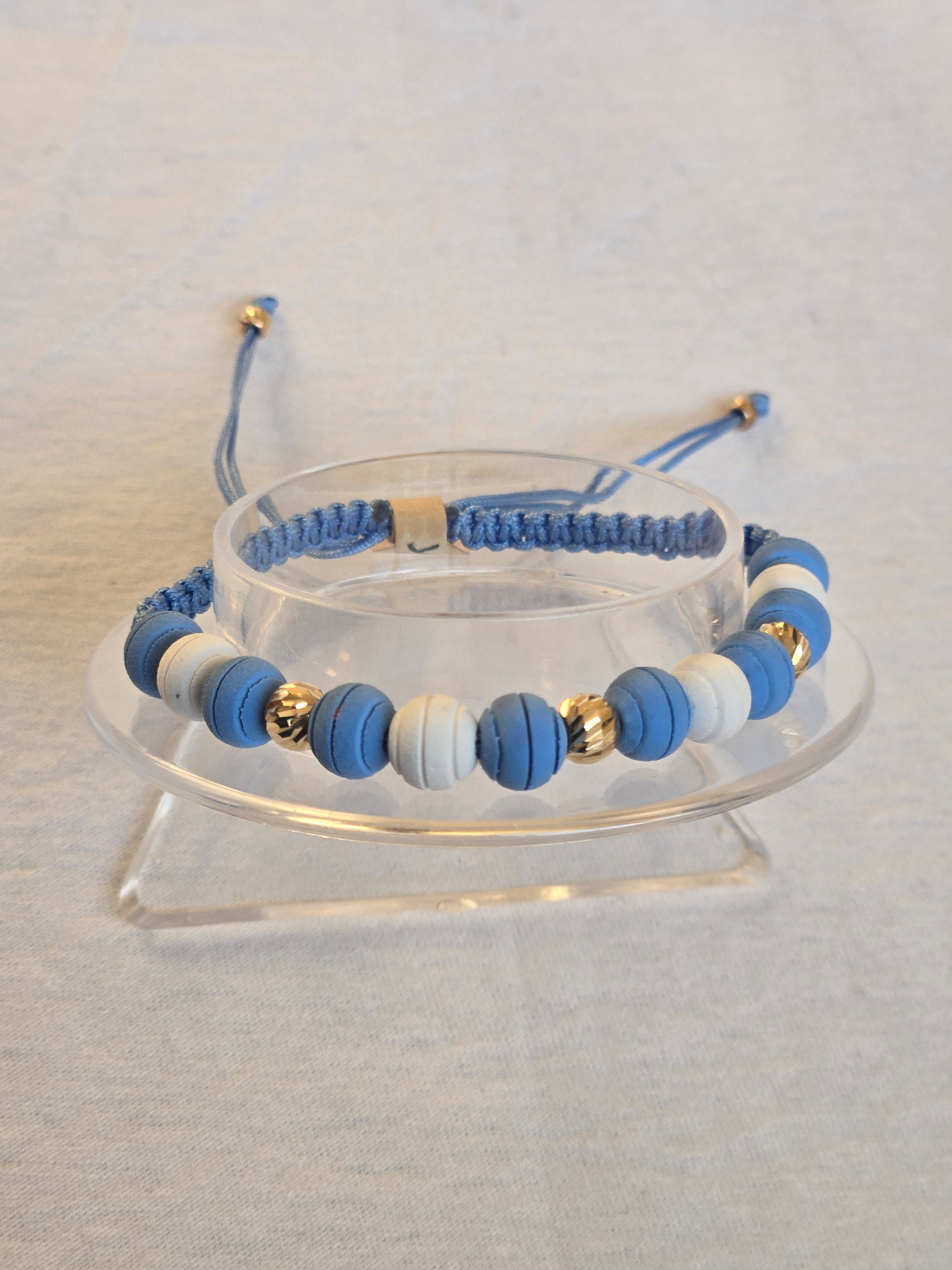 Pulsera Ajustable Oro 14k Azul Marino