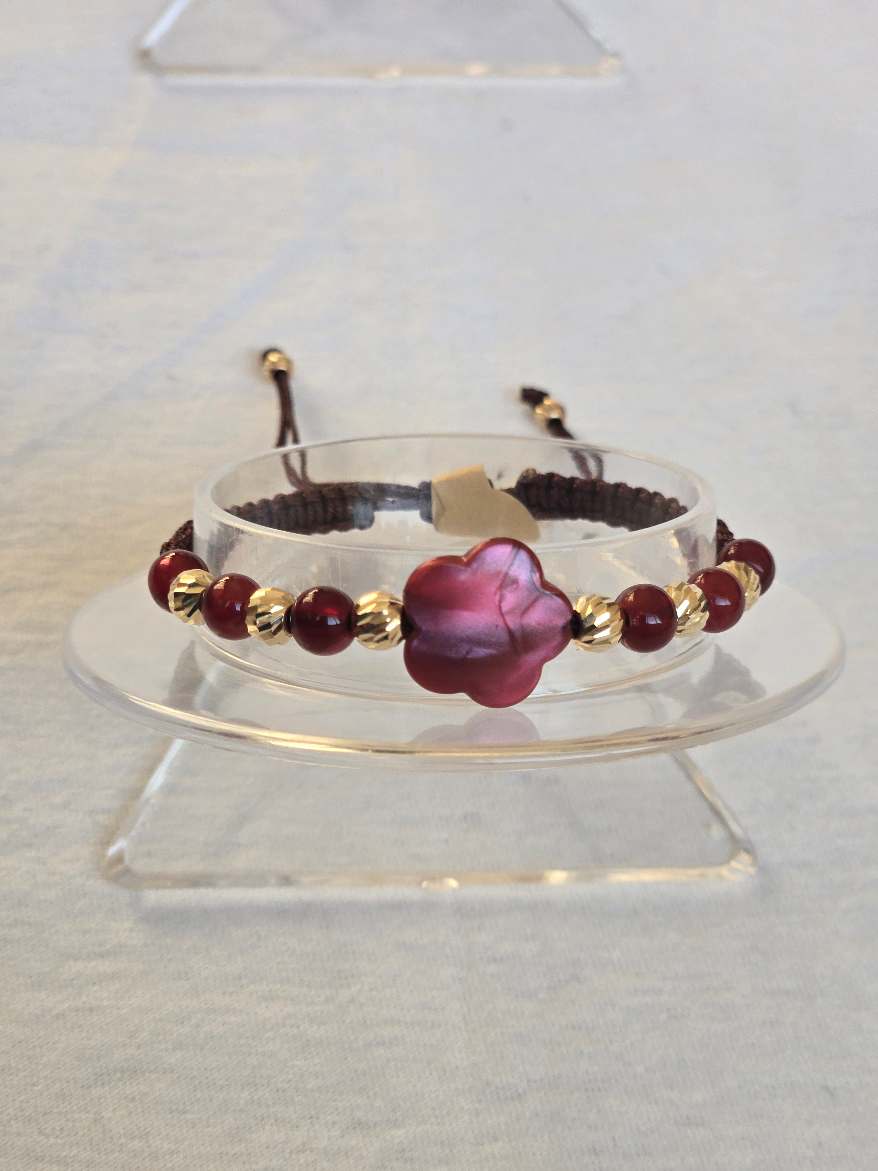 Pulsera Ajustable Oro 14k Ágata