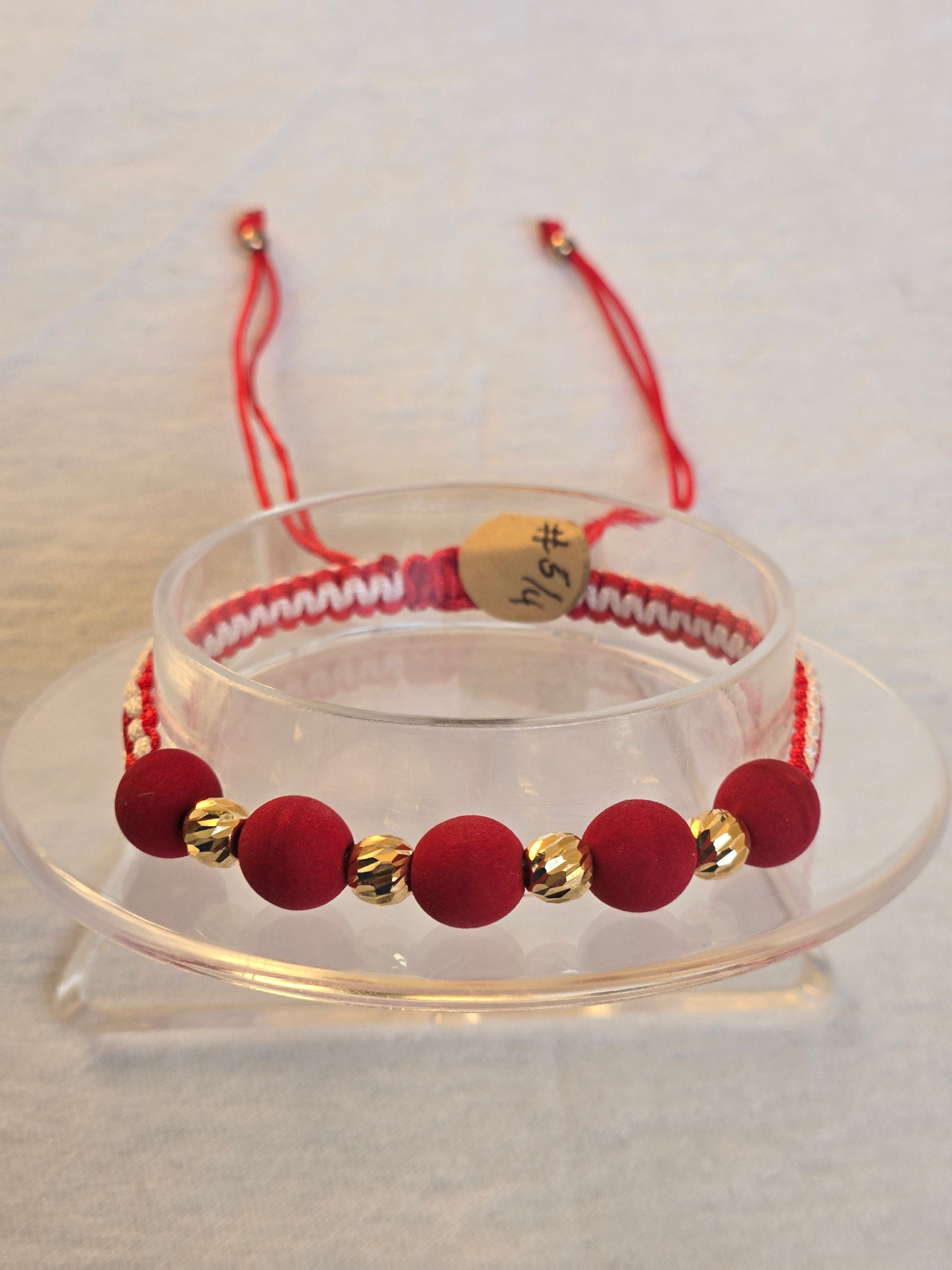 Pulsera Ajustable Oro 14k Rojo Mate