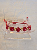 Pulsera Ajustable Oro 14k Cuarzo rojo Intenso